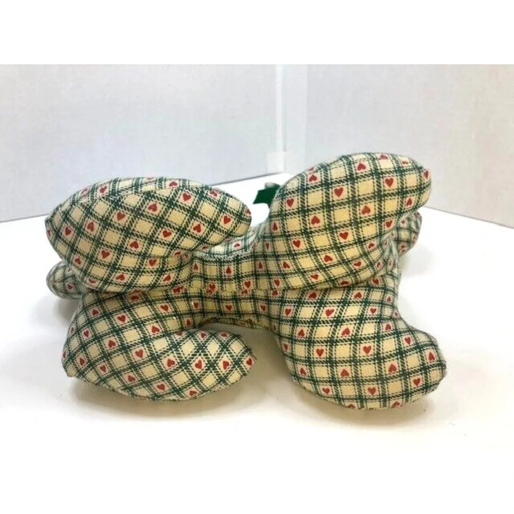 Vintage Country Green Tan Red Plaid Christmas Cat Holly Bow Handmade Sewn Fabric